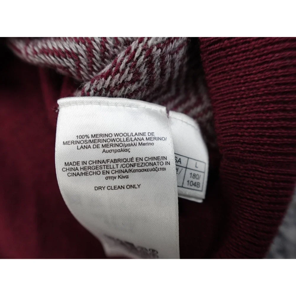 Brooks Brothers Sweater Vest Mens Large Burgundy Merino Wool Chevron V-Neck